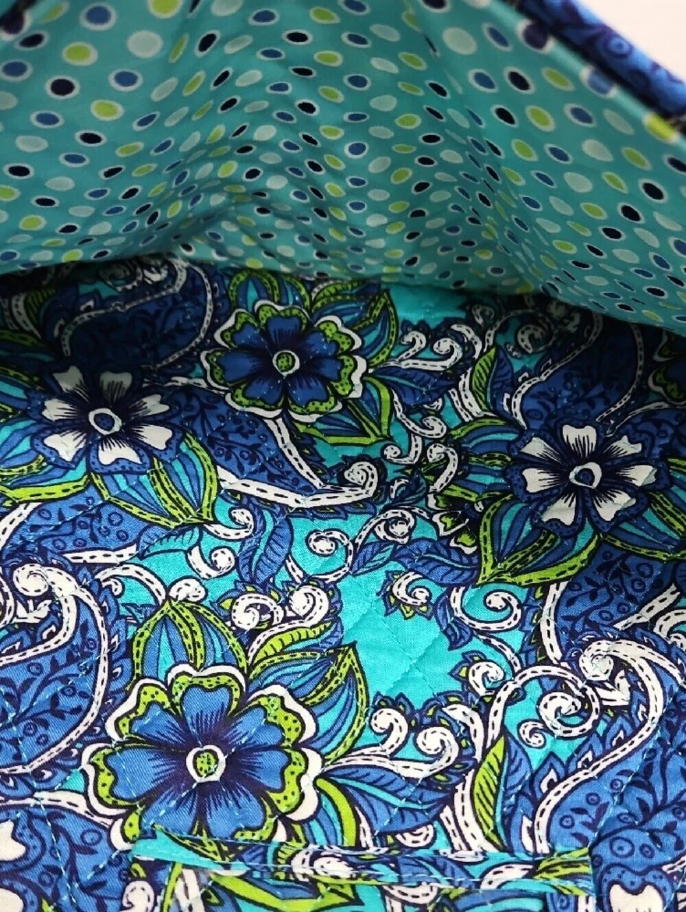Quilted Floral Laptop Book Tote Bag Blue Turquoise Paisley Floral 16